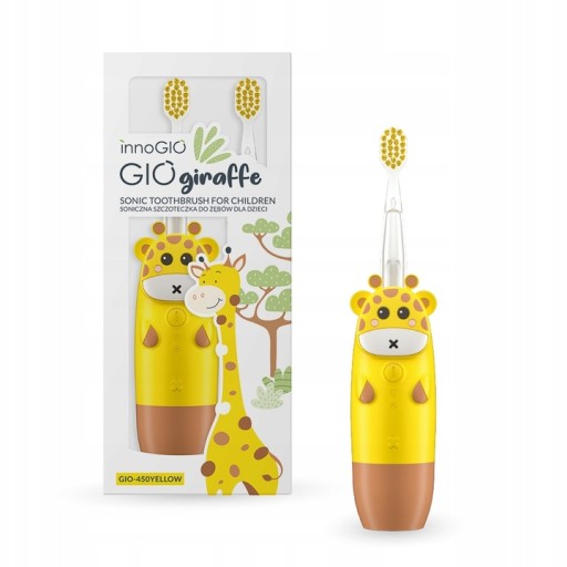 InnoGIO GIOgiraffe Szczoteczka soniczna dla dzieci 2 - 12 lat żółta