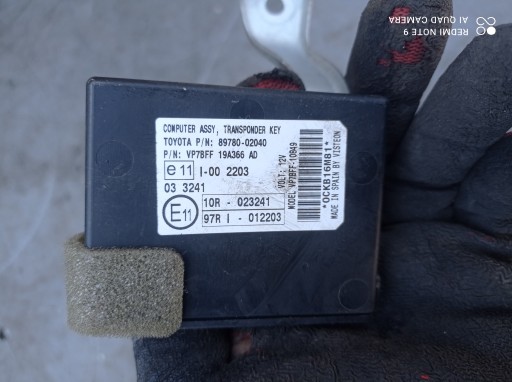 Moduł Immo Toyota Auris I 89780-02040