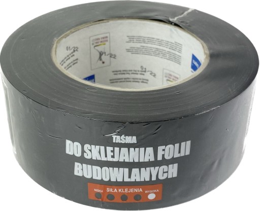 Taśma do sklejenia folii budowlanych 50mm x 50mb kolor czarny, mocny klej