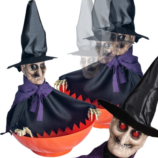 Ruchoma Miska Halloween Pojemnik Dekoracja Świeci Czarownica Wiedźma