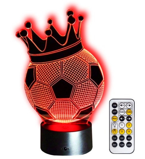LAMPKA NOCNA 3D LED PIŁKA (KRÓL STRZELCÓW) + PILOT