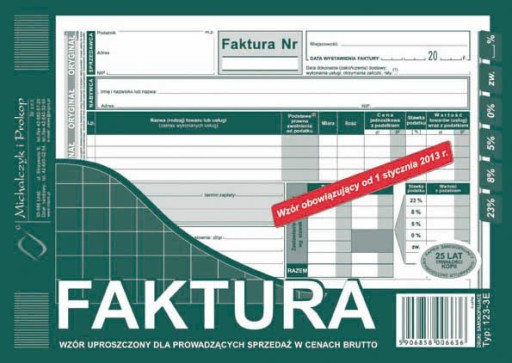DRUK FAKTURA VAT 123-3E A5 WZÓR UPROSZCZONY