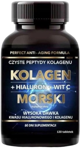 Kolagen morski + hialuron + wit. C 120 tabletek Odmłodzenie Zmarszczki