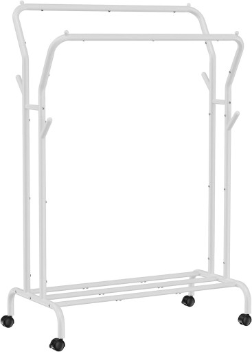 Wieszak na ubrania z dolną półką na kółkach 155 cm