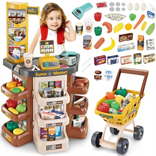 SSUPERMARKET SKLEP STRAGAN DLA DZIECI KASA + KOSZYK MATADI