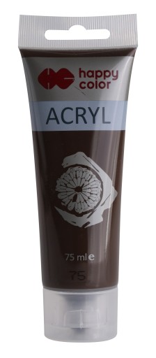 Farba akrylowa 75ml, ciemny brąz, Happy Color 75
