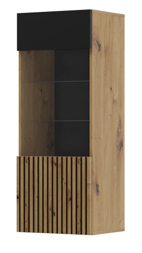 Witryna wisząca AURIS 1D dąb artisan / czarny mat