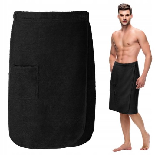 KILT RĘCZNIK KĄPIELOWY MĘSKI DO SAUNY L/XL BAWEŁNA FROTTE SPA BASEN CZARNY