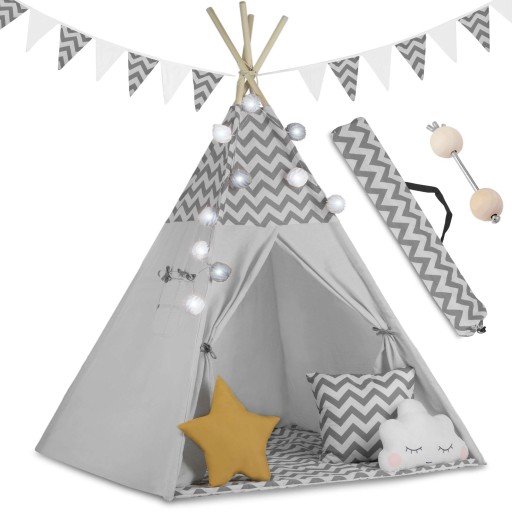 TIPI namiot wigwam dla dzieci TEEPEE Girlanda Poduszki Stabilizator Nukido