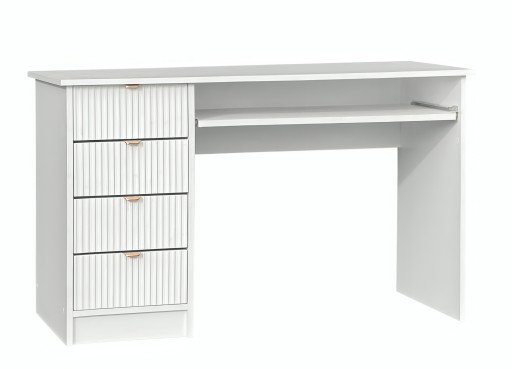 Biurko RIKO 120x75 wysuwana półka i 4 szuflady ryflowane kolor biały