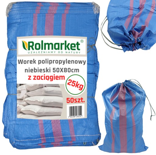 Worki Worek 25KG Z Zaciągiem 50x80cm Węgla Węgiel GRUZ ze sznurkiem 50szt