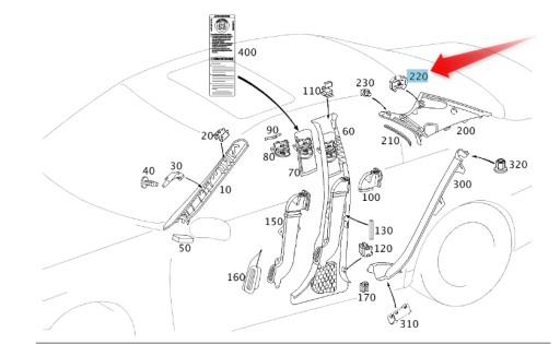 KLAMRA SŁUPKA TYŁ MERCEDES A0119888378