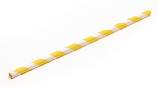 Słomki Papierowe żółte pasy 200x6 mm (50 sztuk)