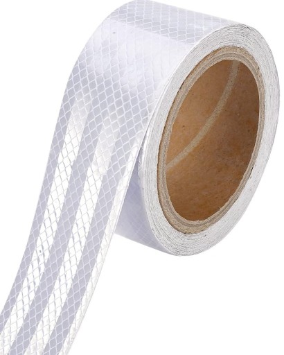 TAŚMA ODBLASKOWA NAKLEJKA FOLIA SREBRNA BIAŁA 5cm