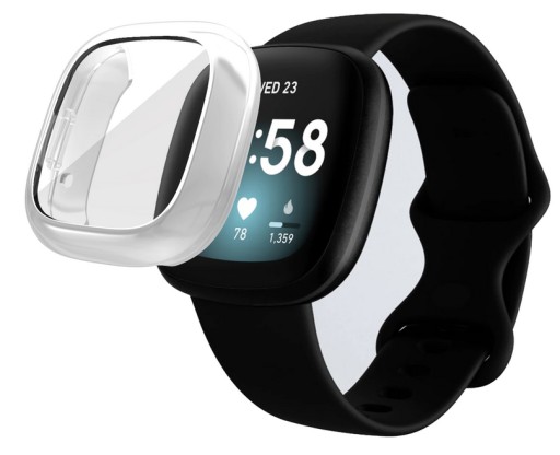Etui Silikonowe 2w1 Srebrne na Ekran Boki do FitBit Sense / Versa 3