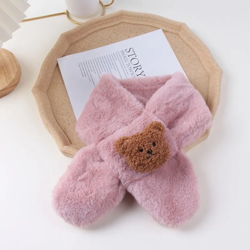 2022 Autumn Winter Soft Plush Children Scarf Cute Cartoon Girl Baby Thick