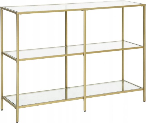 STÓŁ KONSOLOWY 3 PÓŁKI SZKŁO HARTOWANE RAMA METAL