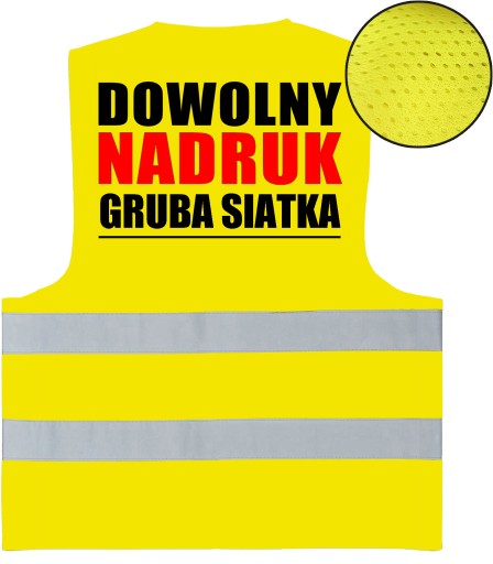 KAMIZELKA ODBLASKOWA Z NADRUKIEM GRUBA SIATKA MESH