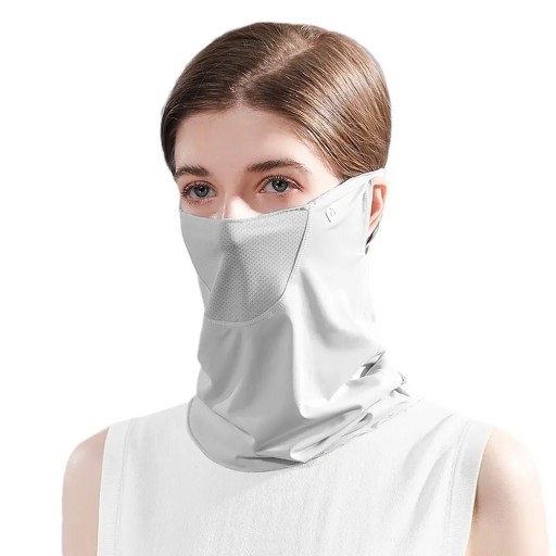 Mesh Face Gini Mask Sunscreen Veil With Neck Flap Ice Silk Summer