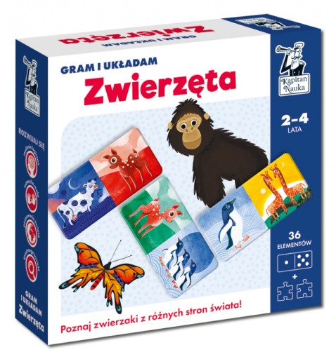 Domino i Puzzle GRAM i UKŁADAM ZWIERZĘTA 2-4 lata