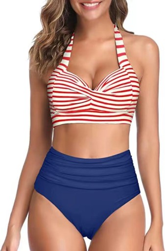 BIKINI STRÓJ KĄPIELOWY WYSOKI PUSH UP RETRO