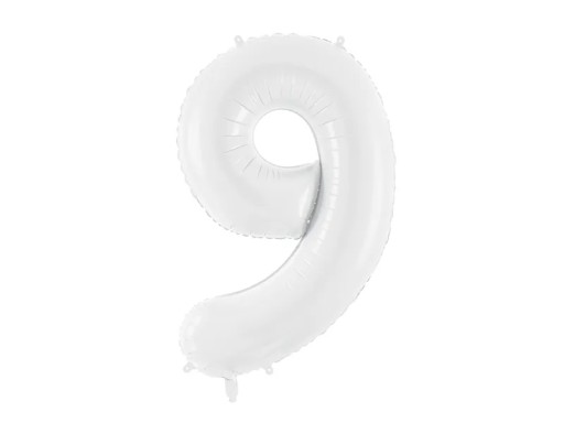 Balon foliowy Cyfra 9, 86 cm, biały