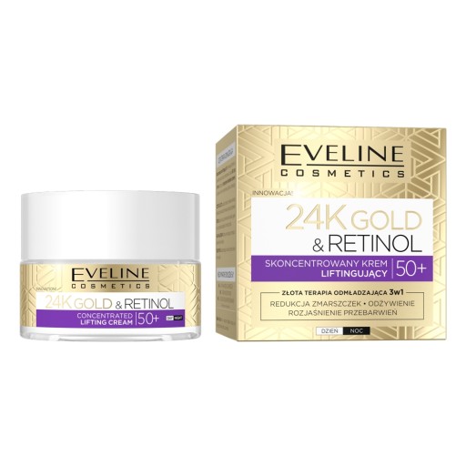 Eveline Cosmetics 24K Gold&Retinol skoncentrowany krem liftingujący 50+ P1