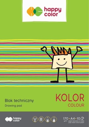 Blok techniczny A4 Happy Color kolorowy