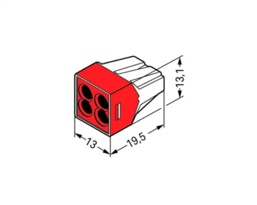 Złączka do puszek instalacyjnych 4 x 4mm2 brązowo-czerwona 773-604