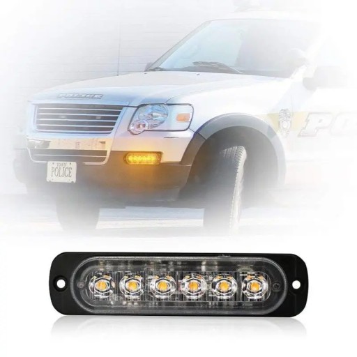 LAMPA OBRYSOWA STROBO 6 LED 12V 24V POMARAŃCZOWA
