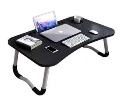 STOLIK POD LAPTOPA CZARNY MIEJSCE NA KUBEK I TABLET/KSIĄŻKE