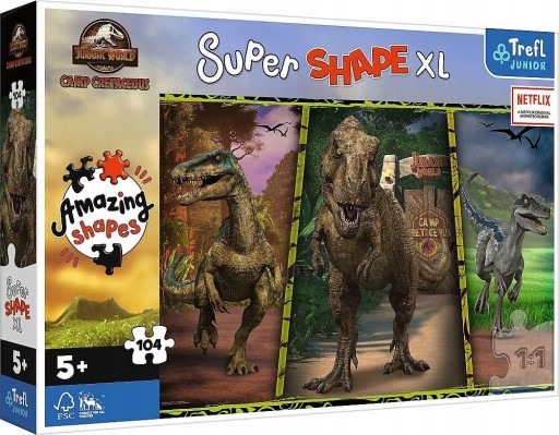 PUZZLE 104 XL KOLOROWE DINOZAURY TREFL