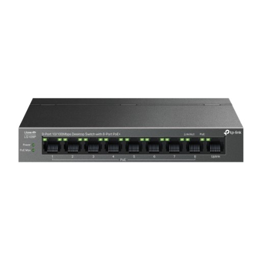 TP-LINK LS109P 9-Port 10/100 Mbps Desktop Switch with 8-Port PoE+cCc