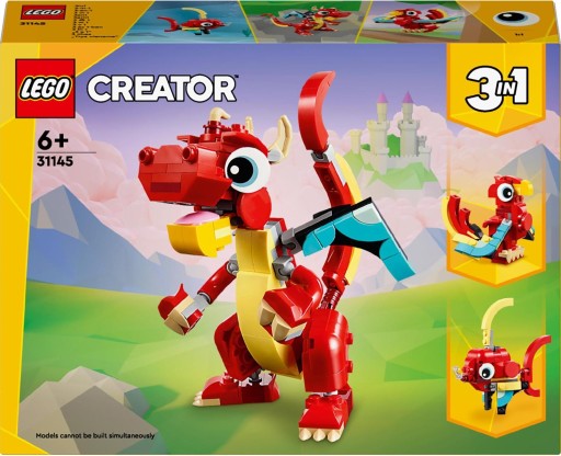 LEGO Creator 31145 Czerwony Smok 3w1 Ptak Feniks Rybka 149 Klocki 6+