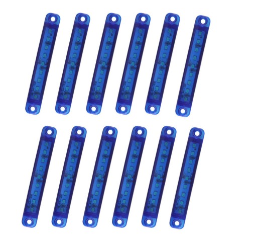 12 szt. фара obrysowa 9 led 12v 24v niebieski obrysowki синя комплект, фото