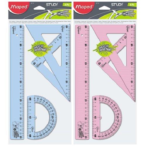 Учбова максі-лінійка 30 см 2 косинця, транспортир