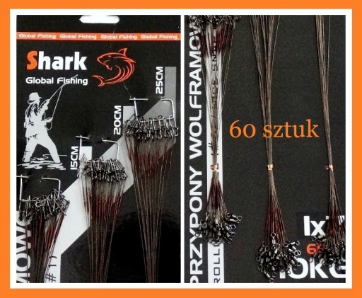 ВОЛЬФРАМОВІ ПОВОДИ 60 ШТ. МІЦНІ БЕЗПЕЧНІ ПЛАВЦІ