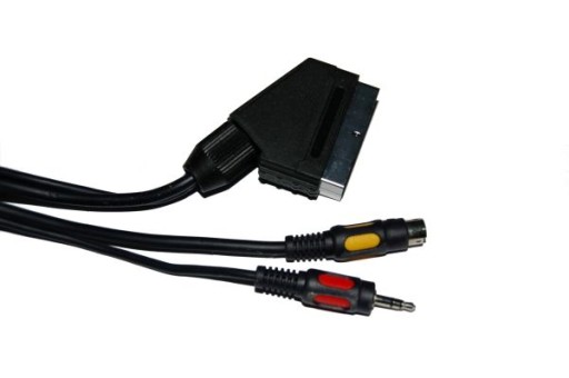 Kábel Scart / konektor mini din 4 piny + konektor 3,5 kormidlo