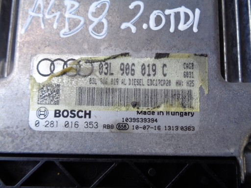 computer 03L906019C 0281016353 2.0 TDI AUDI A4 B8