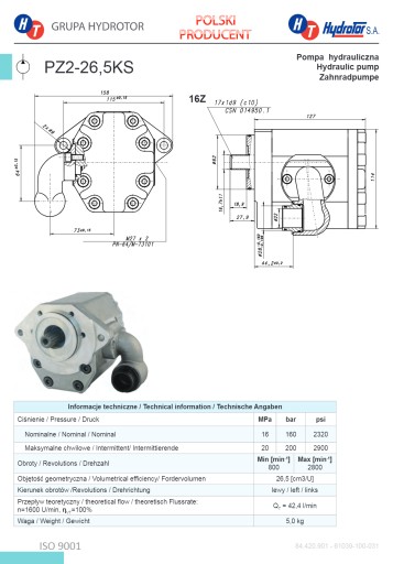 86420901 80420901 - Гідравлічний насос C-385, посилений Гідротором