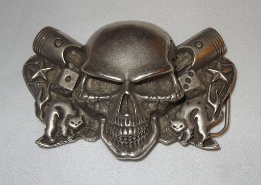 Большой 3D череп пряжка с поршнями без ремня