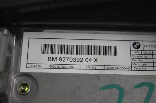 écran navigation 9270392 BMW F20 F22