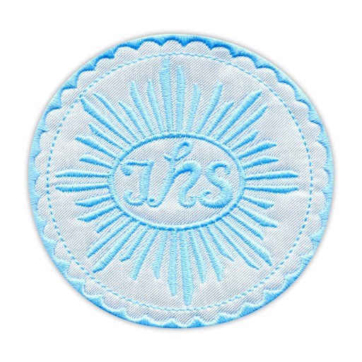 Нашивка - HOSTIA IHS синьою ниткою ВИШИВКА Причастя