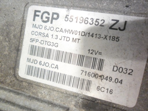 control unit engine 55196351 CORSA COMBO C 1.3 CDTI