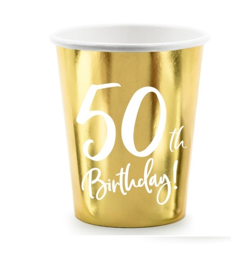Стакани паперові на 50 років золоті 6 шт