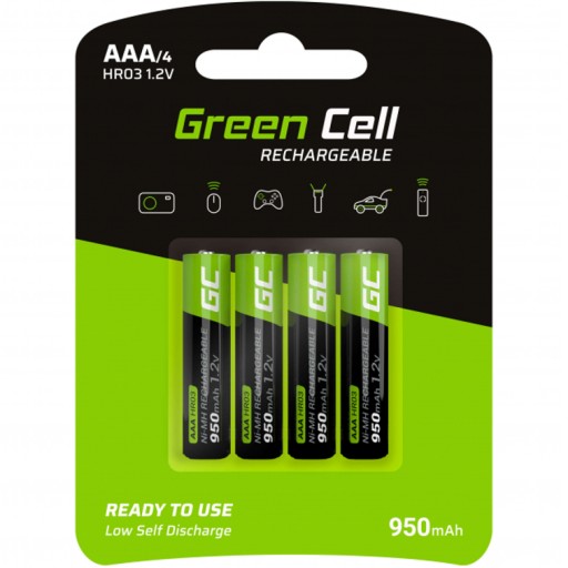 Nikel-metal-hydridová batéria (NIMH) zelená bunka AAA (R3) 950 MAH 4 ks