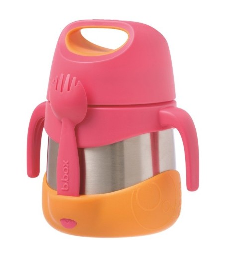 B.BOX Пищевой термос 335 мл Клубничный коктейль Розовый Вилка-ложка