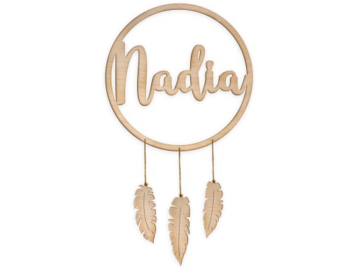 ДЕРЕВ'ЯНИЙ ЛОВЕЦЬ СНІВ З ІМЕНЕМ ДЛЯ ДИТИНИ