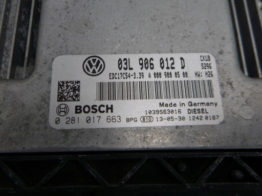 VW CRAFTER 2.0 TDI control unit of the engine 03L906012D