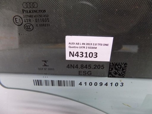 AUDI A8 4N D5 window left rear part LONG 2017 4N4845205